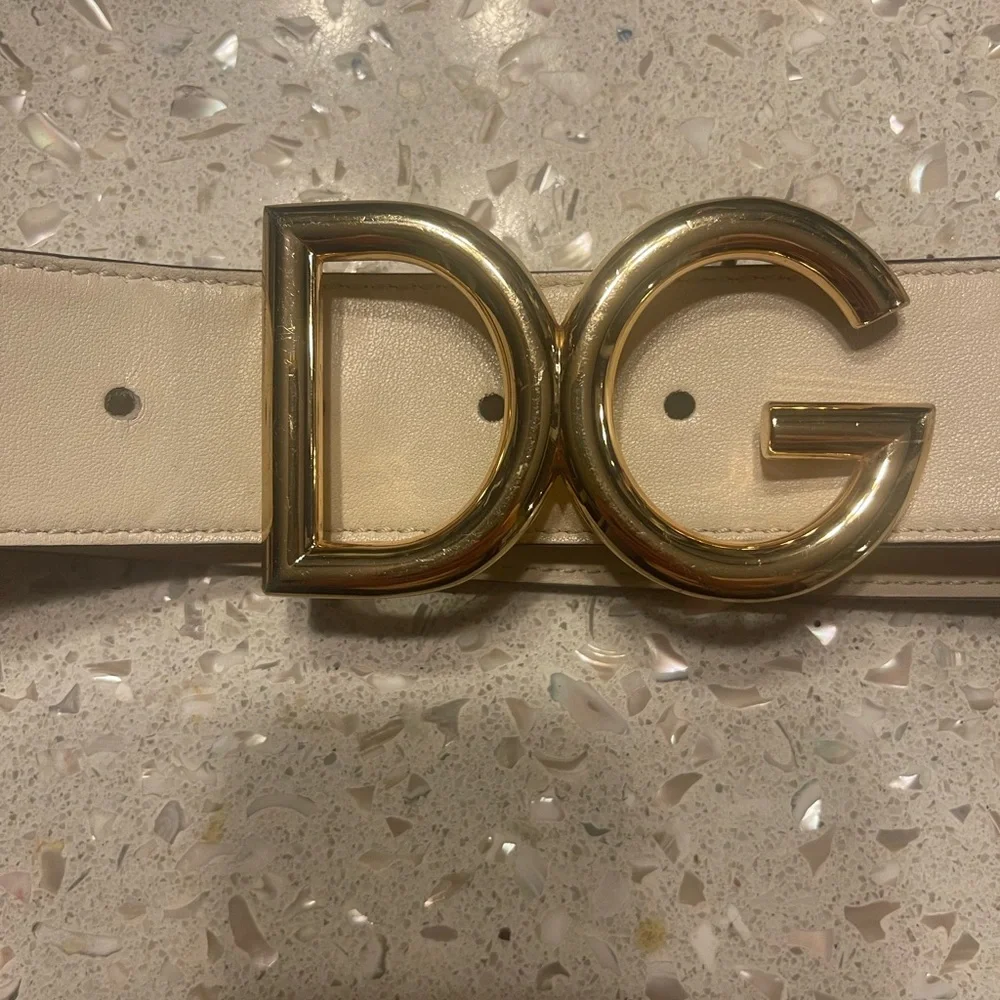 Dolce&Gabbana Leather Belt White Gold